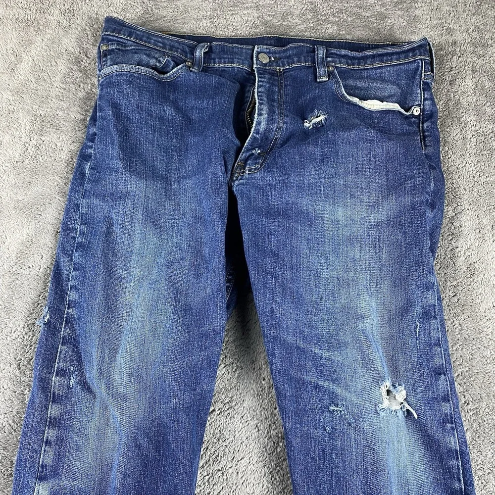 Levis 513 Slim Straight‎ Jeans Mens 36x30 Blue Medium Wash Mid Rise Denim
